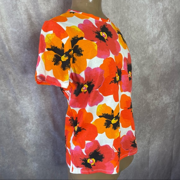 Lands End 100% Cotton Bright Floral Short Sleeve Tee NWT Sizes Medium & Large - Picture 6 of 9